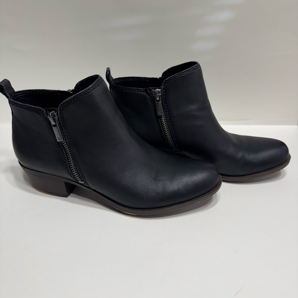 Lucky Brand Women's Leather Black Ankle Booties Size 7 1/2 - Picture 6 of 10